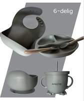 Afecto eetset voor kinderen - servies set 6 delig - siliconen onbreekbaar - eenvoudig schoonmaken - grijs - complete set