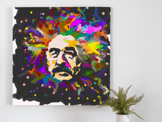 Albert Einstein's Mental Fireworks kunst - 80x80 centimeter op Canvas | Foto op Canvas - wanddecoratie