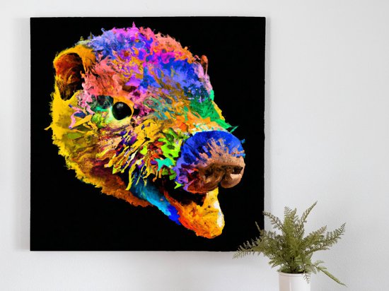 Exploding Platypus in Color kunst - 80x80 centimeter op Canvas | Foto op Canvas - wanddecoratie
