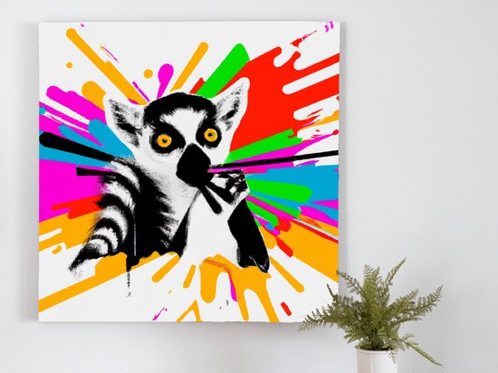 A blast of Lemur kunst - 30x30 centimeter op Canvas | Foto op Canvas - wanddecoratie