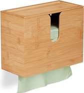 handdoek dispenser - voor z-vouw en c-vouw - 21 x 27 x 13 cm - bamboe - papieren handdoekjes