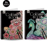 Craft ID Kleurboek voor volwassenen | 2-pack | Kleurboek voor volwassen | Kleurboeken met ringband | 100grams papier | 200 verschillende designs | Uren tekenplezier! | Tekenen | Mandala | Bloemen kleuren
