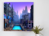 The cyber city pools | The Cyber City Pools | Kunst - 30x30 centimeter op Canvas | Foto op Canvas - wanddecoratie schilderij