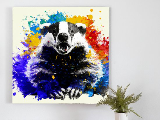 Baddest badger | Baddest badger | Kunst - 40x40 centimeter op Canvas | Foto op Canvas - wanddecoratie schilderij