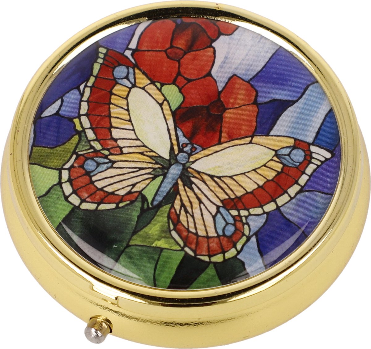 Goedkoopste Goebel - Louis Comfort Tiffany | Pillendoosje Vlinders | Metaal - 5cm - 3 vakjes
