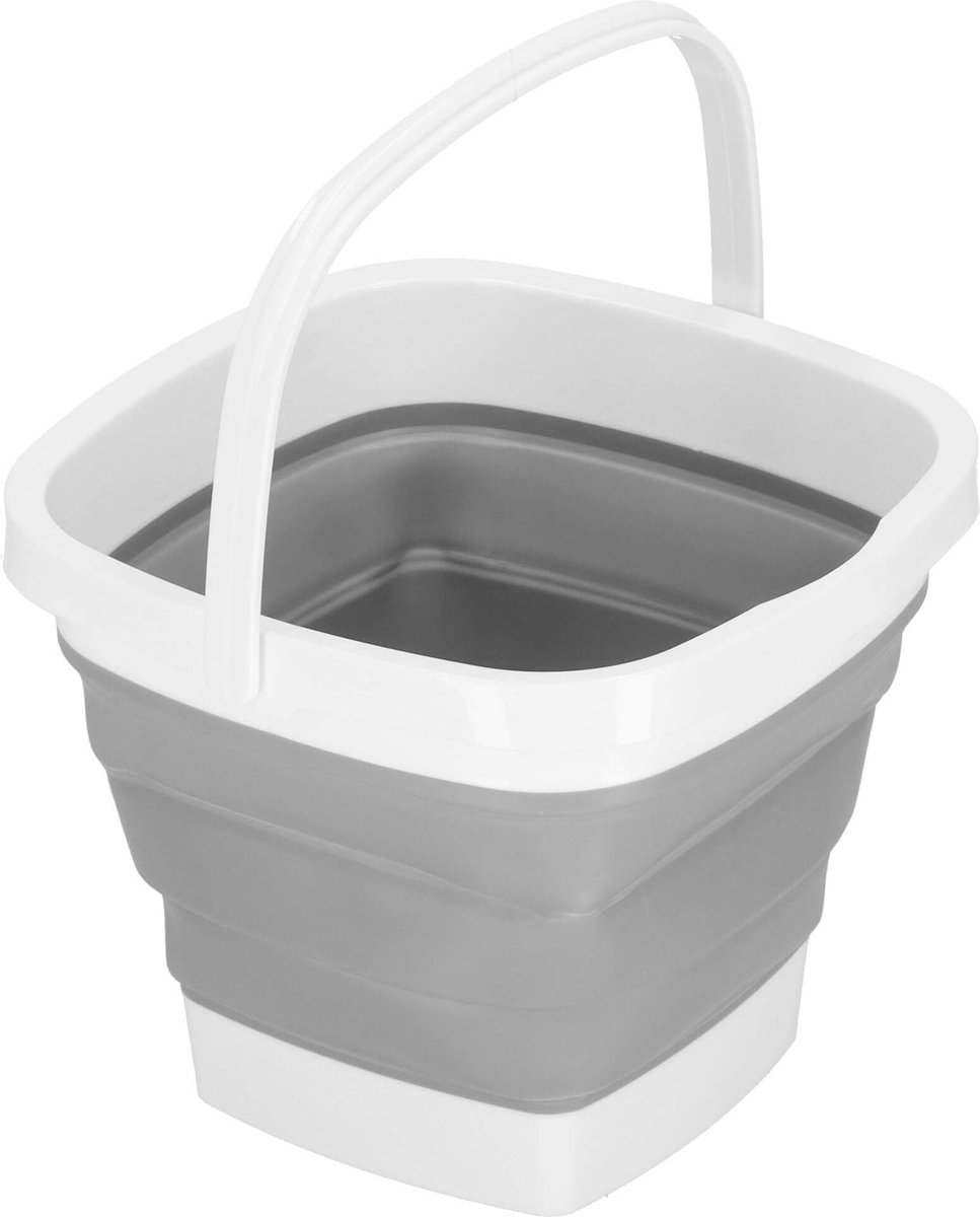 Springos Emmer - Opvouwbare Emmer - 5L - Grijs/Wit