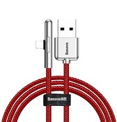 Baseus Lightning USB Mobiele Gaming Kabel met Iriserende Lamp, 2.4A, 1 Meter - Rood CAL7C-A09