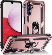 Casemania Hoesje Geschikt voor Samsung Galaxy A14 Roségoud - Anti-Shock Hybrid Armor met Kickstand Ring