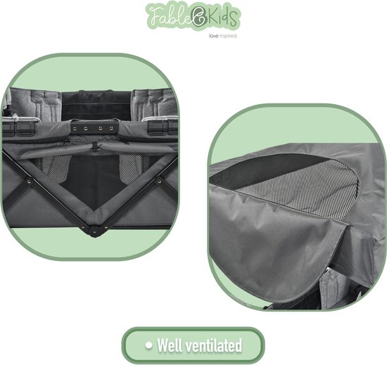 FableKids LEO X4Plus Opvouwbare wagen met dak Fossil Grey van FableKids — afbeelding 3