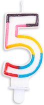 Bougie Chiffre Multicolore 5 Ans - Bougie 5 Ans - Bougie Chiffre 5 - Bougie 5 Ans - Bougie Gâteau / Cupcake 5 Ans - Aussi pour les âges : 15 / 25 / 35 / 45 / 50 / 51 / 52 / 53 / 54 / 55 / 56 / 57 / 58 / 59 / 65 / 75 / 85 / 95 - Glitter Multicolore