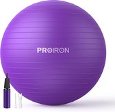 Oefeningsfitnessbal, anti-burst yogabal 55cm Purper, Zwangerschap Bevallingswerkbal met handpomp voor Home Gym Office