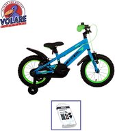 Volare Kinderfiets Rocky - 16 inch - Blauw/Groen - Twee handremmen - Inclusief WAYS Bandenplakset