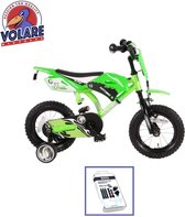 Volare Kinderfiets Motorbike - 12 inch - Groen - Inclusief WAYS Bandenplakset