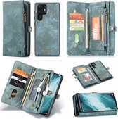 Geschikt voor CaseMe 2-in-1 Samsung S22 Ultra Hoesje Book Case Back Cover Groen