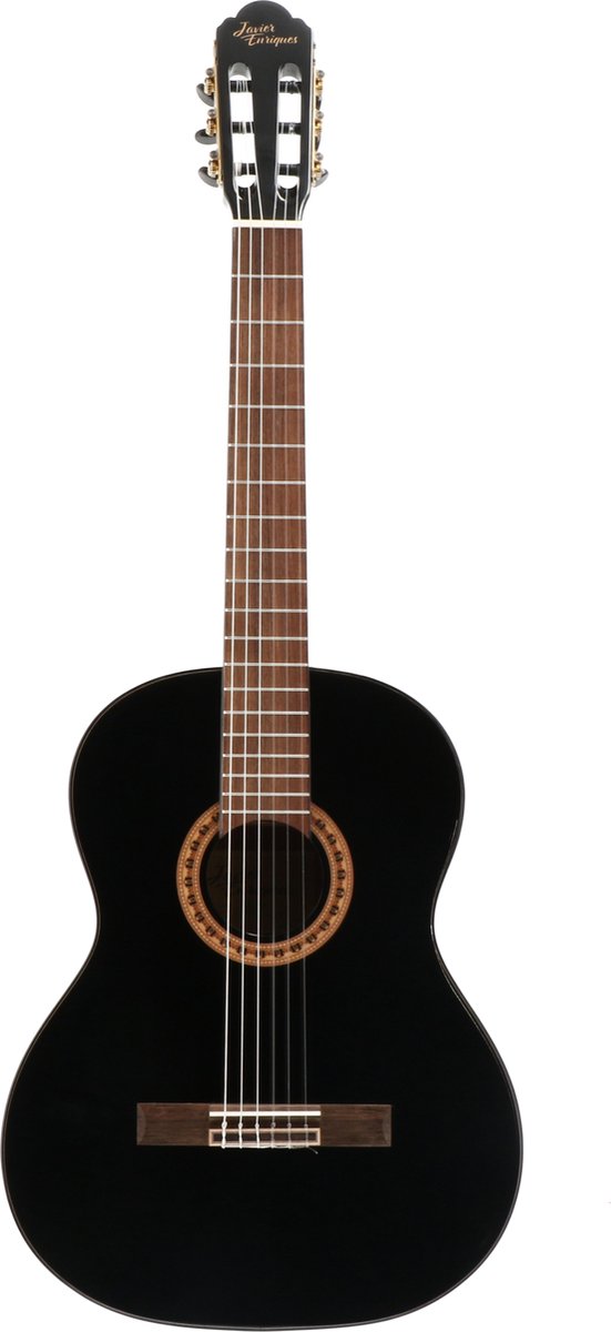 Javier Enriques CAG-75BK Black 4/4-formaat klassieke gitaar met solid sparren top