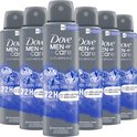 Zes Dove Men+Care Advanced Cool Fresh Deosprays op een rij.
