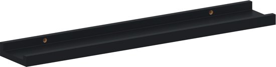 SPACEO - fotolijstplank - hout - zwart - mat - B.60 x H.3 x D.10 cm - wandplank - lijsthouder plank