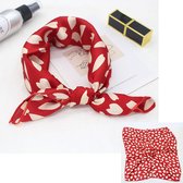 Kleine Dames Sjaal – Zijden Sjaal – Kleine Bandana – Rood Witte Hartjes