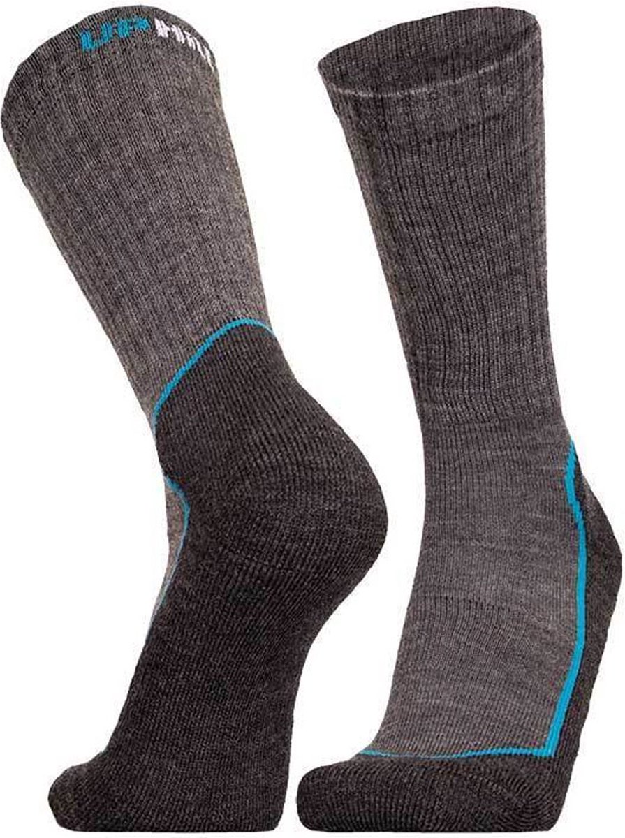 UphillSport - 2-Pack - Coolmax Wandelsokken - Vierlaagse Drytech Merino - Heren / Dames - grijs / zwart - 35-38 - 8634