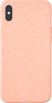 Telefoonglaasje Hoesje Geschikt voor iPhone XS Max - Biologisch afbreekbaar kunststof - Roze - Biologisch afbreekbaar - Beschermhoes - Case - Cover