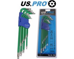 Torx sleutelset met 10 Torx sleutels met boring (Torx security)