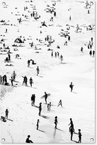 Tuinposters buiten Strand - Zee - Mensen - Zwart wit - 60x90 cm - Tuindoek - Buitenposter