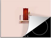 KitchenYeah® Inductie beschermer 77x59 cm - Deur - Rood - Pastel - Architectuur - Kookplaataccessoires - Afdekplaat voor kookplaat - Inductiebeschermer - Inductiemat - Inductieplaat mat
