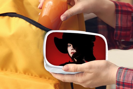 Boîte à pain Wit - Lunch box - Boîte à pain - Rouge - Femme - Zwart - Portrait - 18x12x6 cm - Adultes