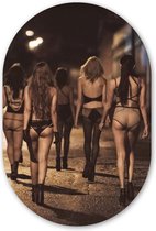 Vrouwen - Lingerie - Avond - Straat Kunststof plaat (5mm dik) - Ovale spiegel vorm op kunststof