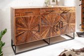 Industrieel dressoir WOOD ART 160cm mangohout met houten mozaïek met de hand - 40525