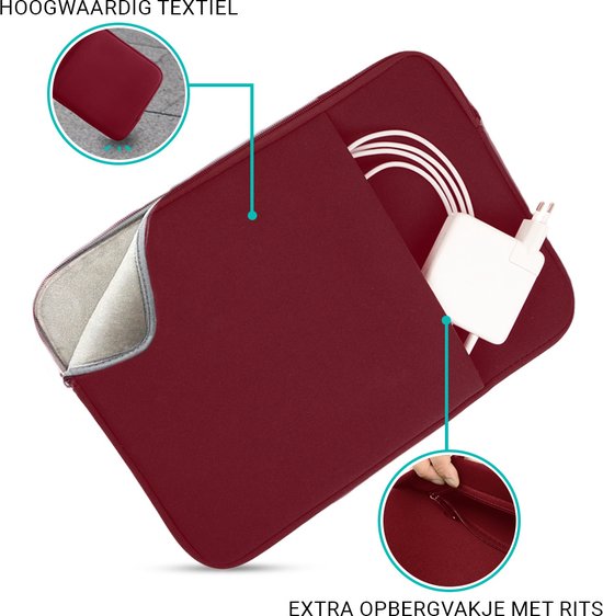 Coverzs Laptophoes 15 6 inch & 17 inch (bordeaux) - Laptoptas dames / heren geschikt voor o.a. 15 6 inch laptop en 17 Inch laptop - Geschikt voor Macbook - Laptophoes met ritssluiting - waterafstotende hoes