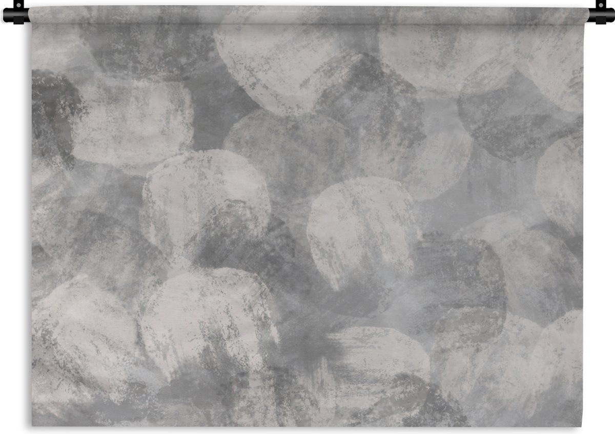 Wandkleed - Wanddoek - Abstract - Verf - Grijs - Schilderij - 60x45 cm - Wandtapijt