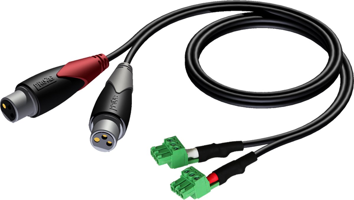 Procab CLA835 Classic 2x terminal block - 2x XLR female 3m
