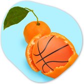 Organische Wanddecoratie - Kunststof Muurdecoratie- Organisch Schilderij - Basketbal - Sinaasappel - Fruit - Oranje - Blad- 60x60 cm - Organische spiegel vorm op kunststof