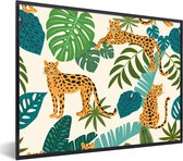 Fotolijst incl. Poster - Jungle - Luipaard - Planten - Patroon - Meiden - Jongens - 40x30 cm - Posterlijst