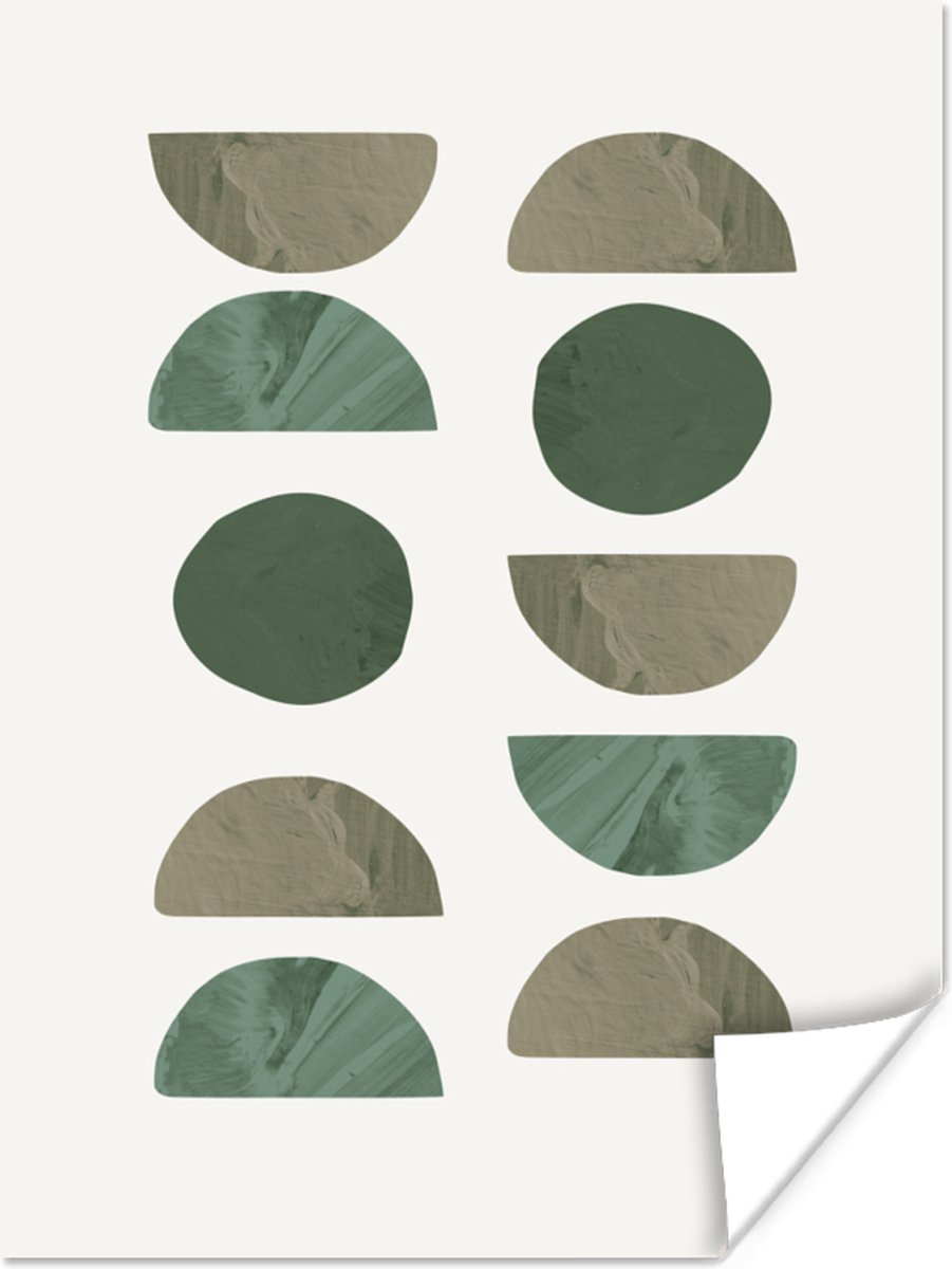 Poster Vormen - Groen - Cirkel - Half - 60x80 cm