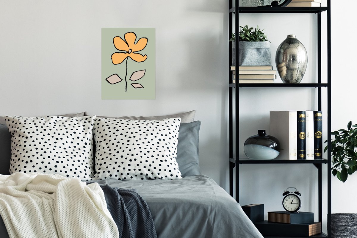 Poster Bloem - Geel - Groen - Abstract - 30x40 cm