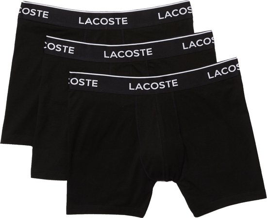 Lacoste Zwarte Boxershort Heren Lange Pijp Stretch Katoen 3-pack Zwart - Maat L