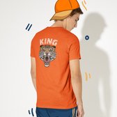 Oranje Koningsdag T-shirt - MAAT S - Heren Pasvorm - King Tiger Back