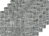 Zeller placemats gestreept - 8x - kunststof - 44 x 29 cm - zwart
