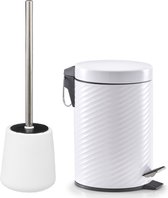 5Five Badkamer/toilet accessoires - WC-borstel en pedaalemmer 3L - wit