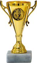 Trofee/prijs beker - sierlijke oren - goud - kunststof - 13 x 8 cm - sportprijs
