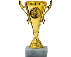 Trofee/prijs beker - sierlijke oren - goud - kunststof - 13 x 8 cm - sportprijs