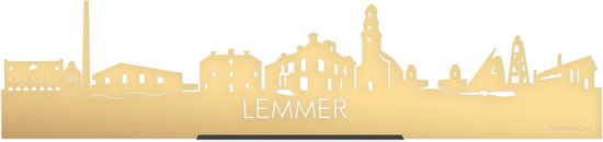 Standing Skyline Lemmer Goud Metallic - 60 cm - Woondecoratie design - Decoratie om neer te zetten en om op te hangen - Meer steden beschikbaar - Cadeau voor hem - Cadeau voor haar - Jubileum - Verjaardag - Housewarming - Interieur - WoodWideCities