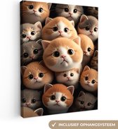 Canvas Schilderij Katten - Huisdieren - Kitten - Design - Jongens - Meisjes - 90x120 cm - Wanddecoratie