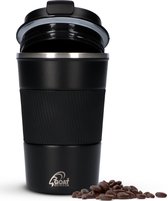 Tasse à café en acier inoxydable Premium To Go - Tasse thermos - Tasse à thé - Tasse de voyage - Étanche - 380 ml - Zwart