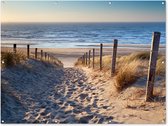 Tuinposter strand en duinen - Tuindecoratie zee - 160x120 cm - Tuinschilderij voor buiten natuur - Tuindoek zomer - Wanddecoratie - Schuttingdoek - Balkon decoratie - Muurdecoratie - Buitenschilderijen voor in de tuin