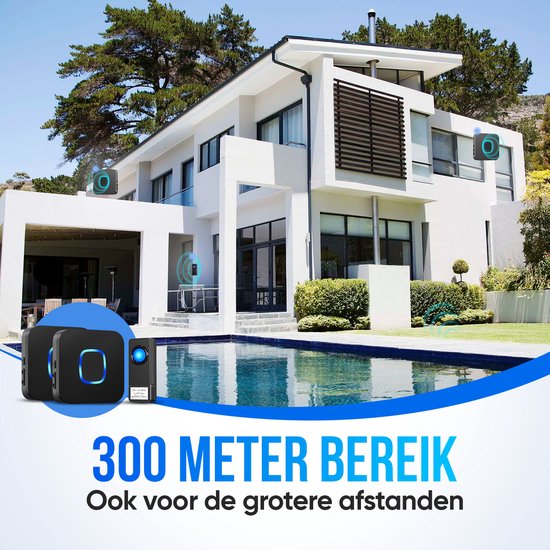 Strex Draadloze Deurbel met 2 Ontvangers Op Batterij - Plug & Play - 300 Meter - 4 Volume / 58 Melodieën - IP55 Waterdicht — afbeelding 3