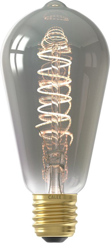 Calex Spiraal Filament LED Lamp - E27 - ST64 Lichtbron Titanium - 4W - Dimbaar