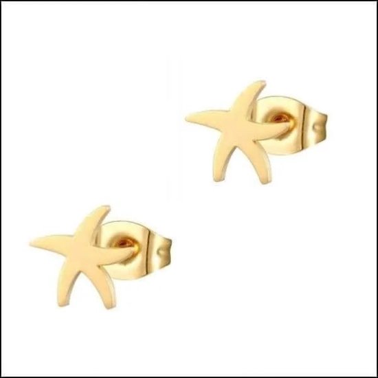 Aramat jewels ® - Oorstekers zweerknopjes zeester chirurgisch staal goudkleurig 7mm